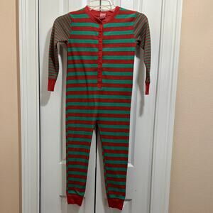 Target Kids Christmas Size 5T pj onsie long sleeve & leg red green stripes snaps